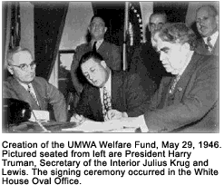 Signing ceremony for creation of the UMWA Welfare and Retirement Fund